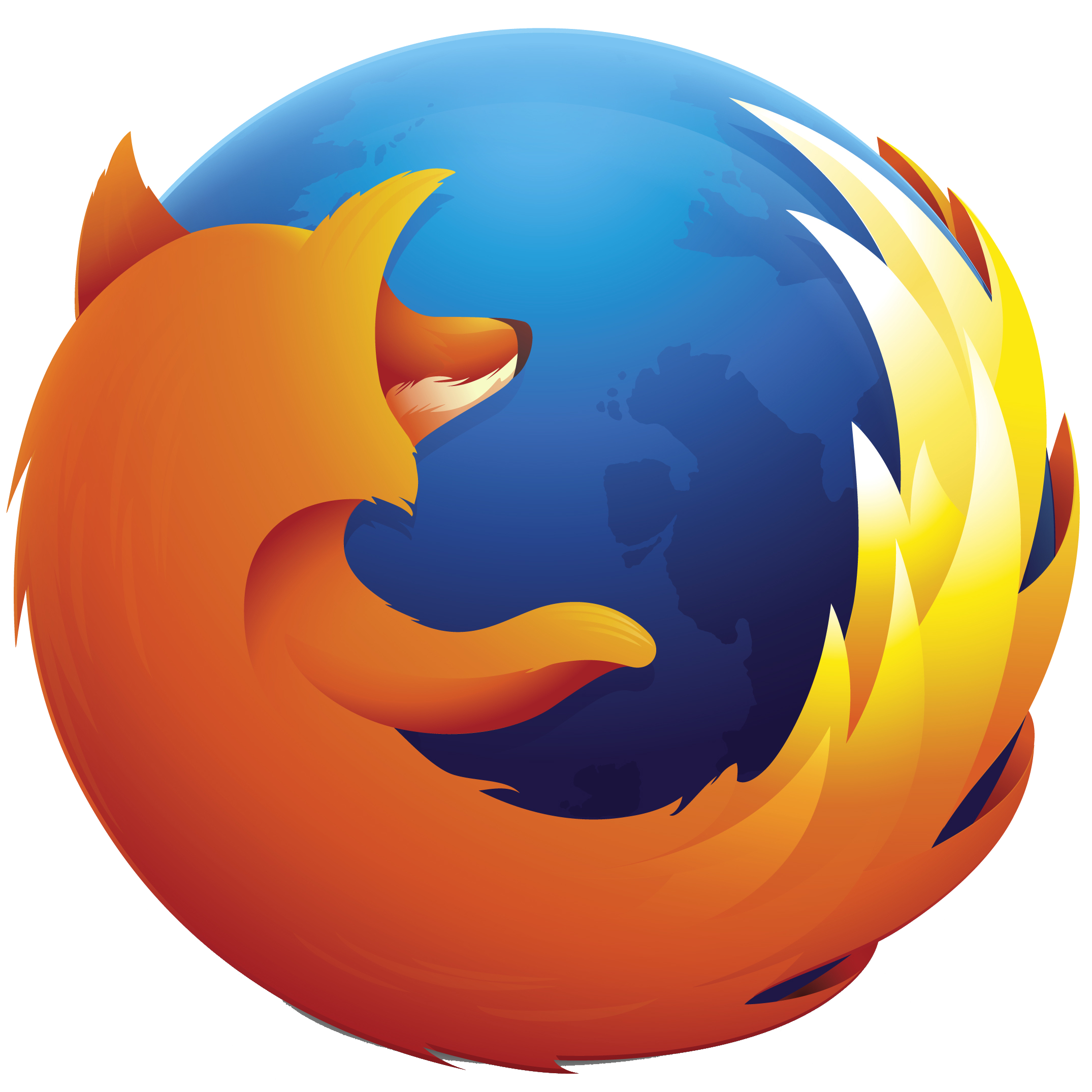 The Firefox logo: a flaming fox surrounding the Earth.